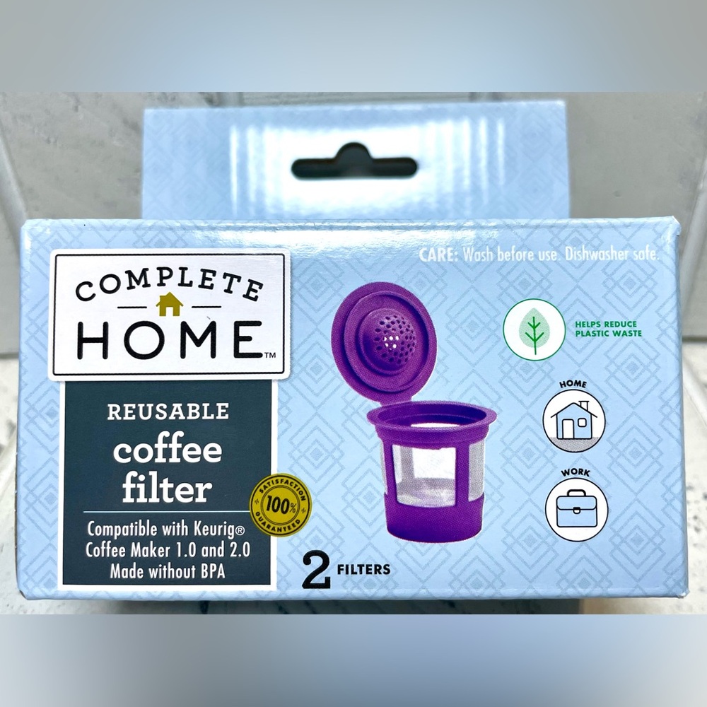 Complete Home Reusable Coffee Filter 2 Filters Compatible With Keurig 1.0 & 2.0